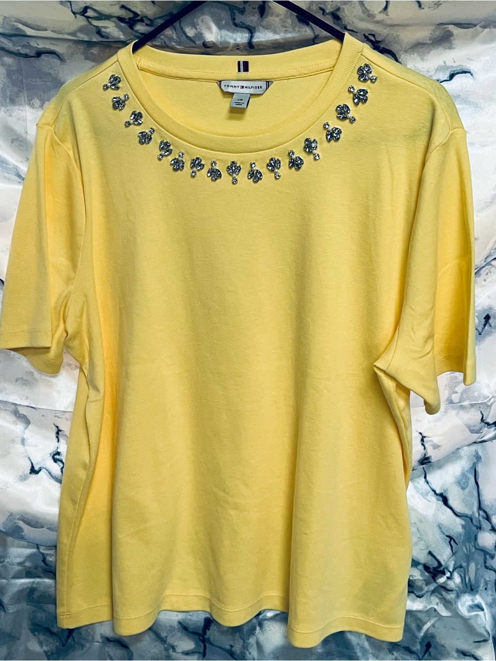 Tommy Hilfiger Yellow Jeweled Crewneck Tee
